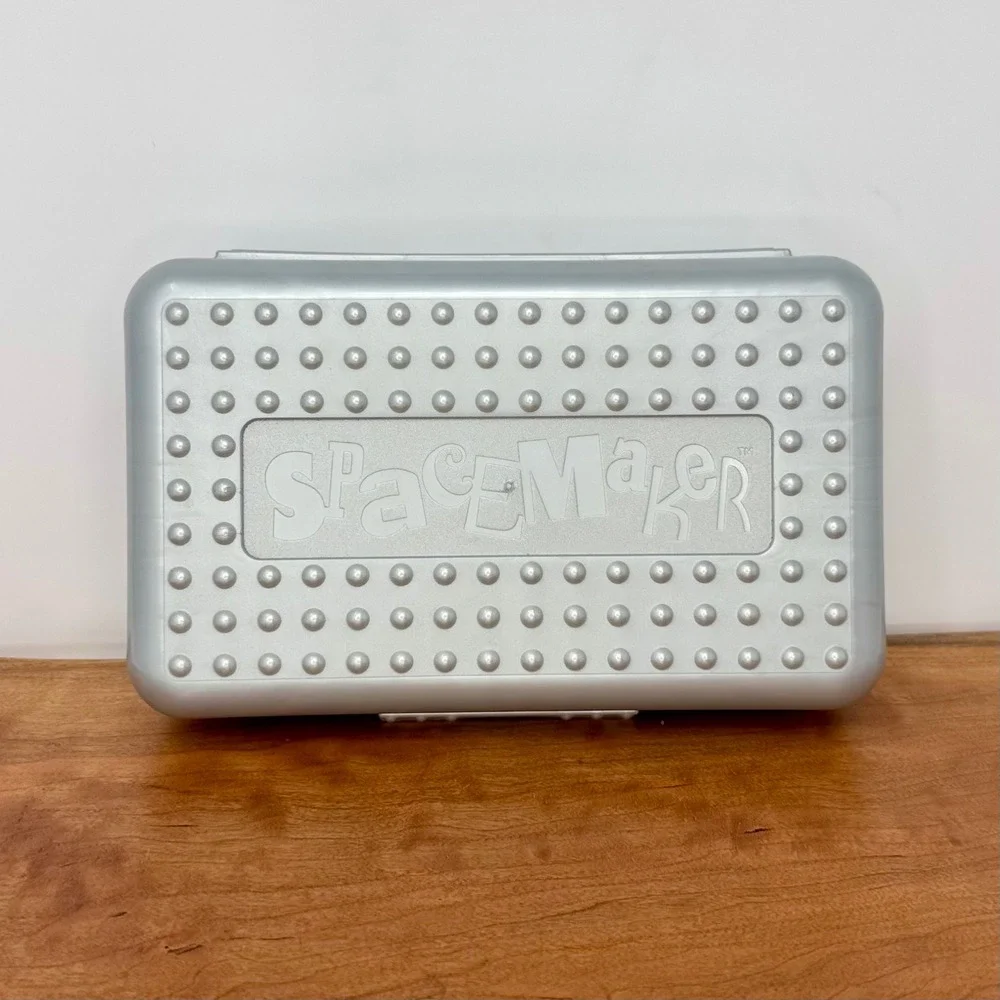 Vintage SpaceMaker Pencil Box Silver Metallic Office Products Retro Y2K